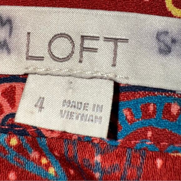 LOFT Women's Paisley Print Ruffle Wrap Skirt Zesty Red Size 4 - Picture 7 of 10